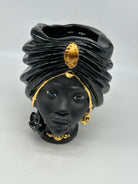 FINE SERIE - Testa di Moro Atena Uomo Ceramica Caltagirone cm H.24 L.18 Artigianale Nero Oro - Uomo - TESTE DI MORO