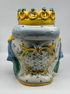 FINE SERIE - Testa di Moro FAT Ceramica Caltagirone cm H.36 L.30 Artigianale Giallo Verde Blu - TESTE DI MORO