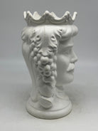 FINE SERIE - Testa di Moro Kalat Uomo Frutta Ceramica Caltagirone cm H.26 L.16 Artigianale Bianco Opaco - TESTE DI MORO