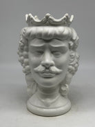 FINE SERIE - Testa di Moro Kalat Uomo Frutta Ceramica Caltagirone cm H.26 L.16 Artigianale Bianco Opaco - TESTE DI MORO