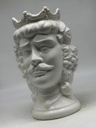 FINE SERIE - Testa di Moro Kalat Uomo Frutta Ceramica Caltagirone cm H.26 L.16 Artigianale Bianco Opaco - TESTE DI MORO