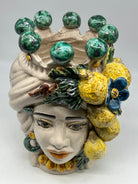 FINE SERIE - Testa di Moro Limoni Donna Ceramica Caltagirone cm H.30 L.23 Artigianale - TESTE DI MORO
