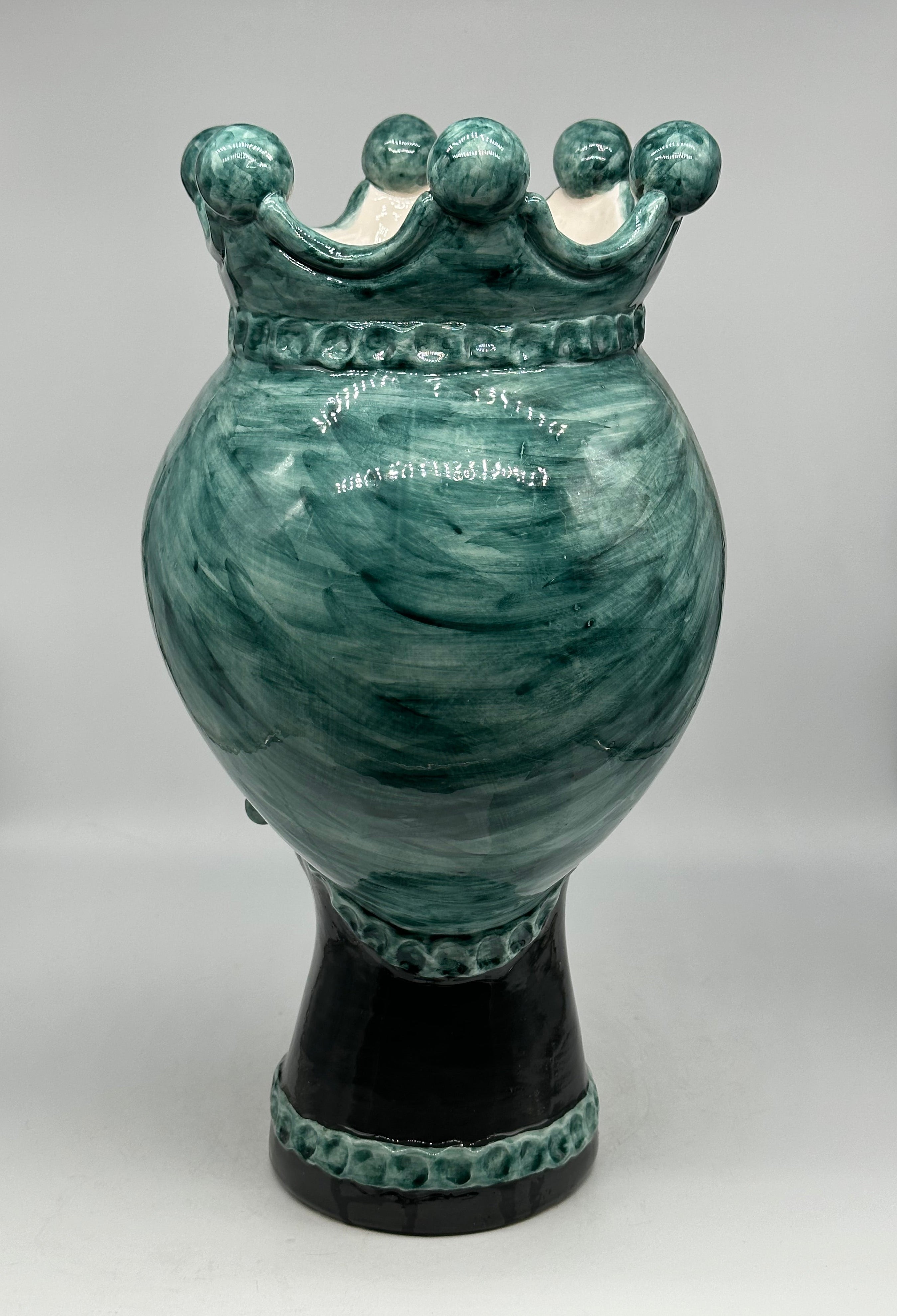 FINE SERIE - Testa di Moro Luis Ceramica Caltagirone cm H.44 L.23 Artigianale Turbante Verde Antico DONNA - Donna