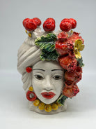 FINE SERIE - Testa di Moro Melograni Donna Ceramica Caltagirone cm H.30 L.23 Artigianale - TESTE DI MORO