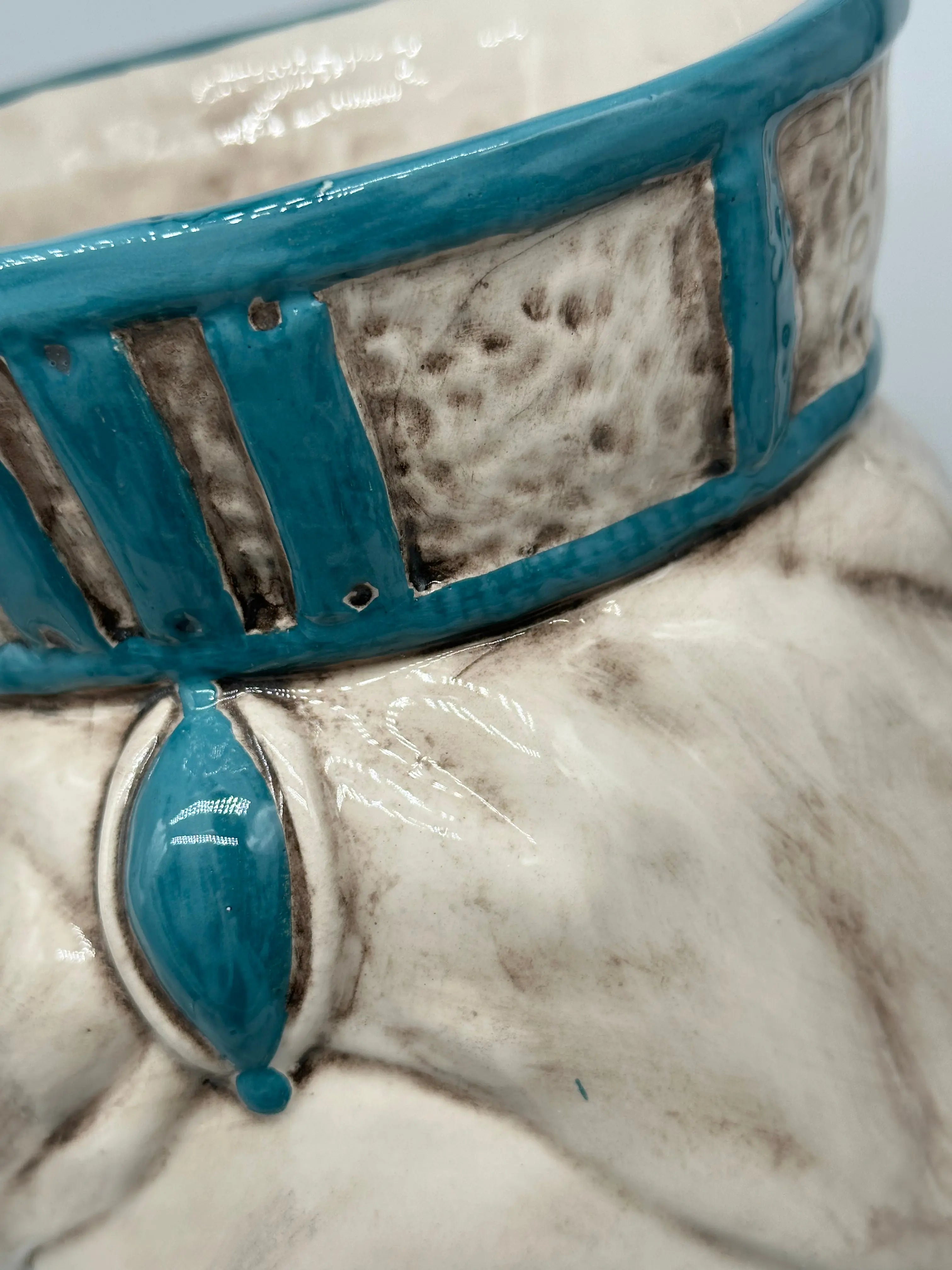 FINE SERIE - Testa di Moro Uomo Corona Retta Ceramica Caltagirone cm H.38 L.24 Artigianale dettagli Verde DD CERAMICHE SICILIANE