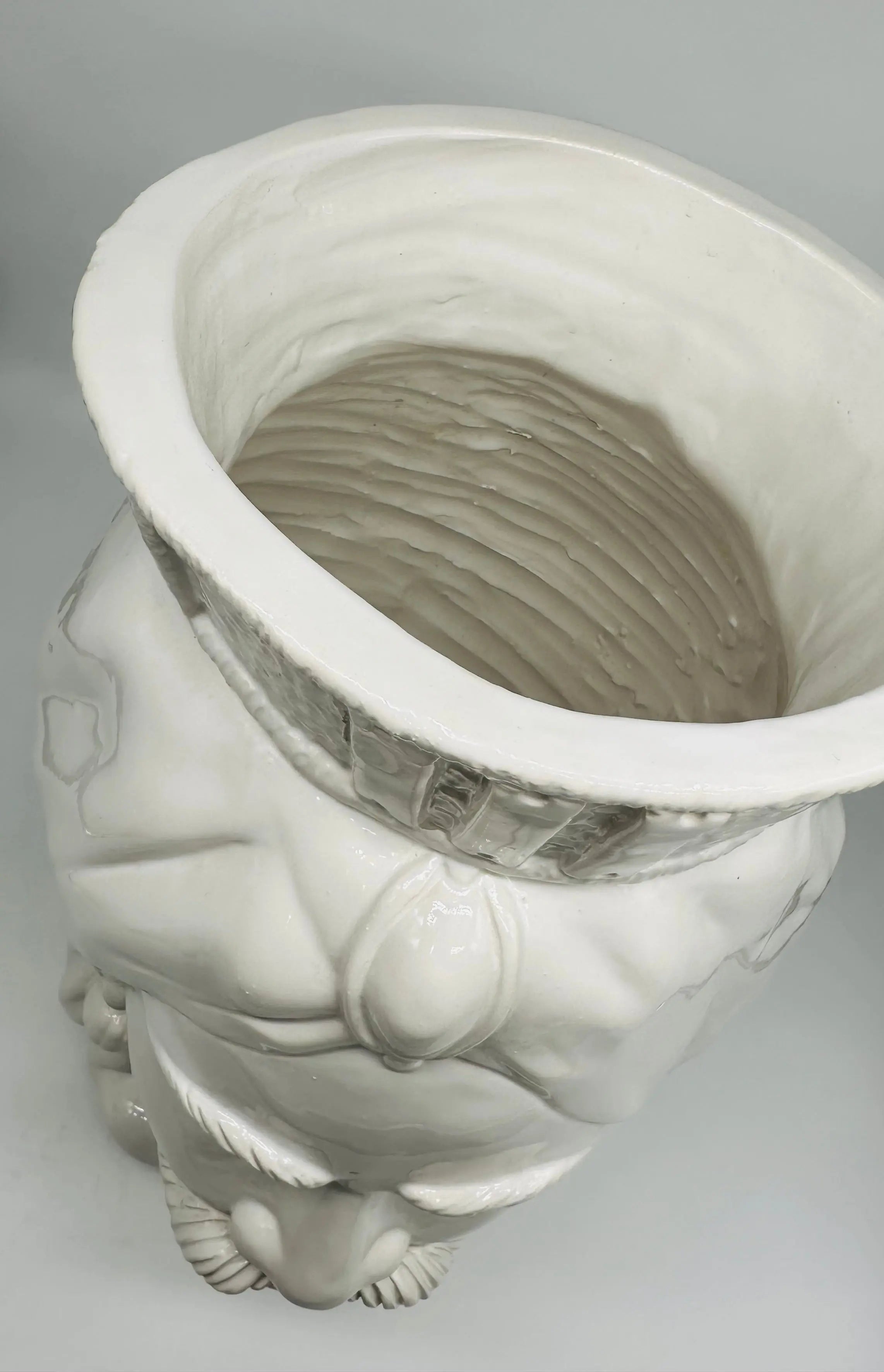 FINE SERIE - Testa di Moro Uomo Corona Retta Ceramica Caltagirone cm H.38 L.24 Artigianale Bianco DD CERAMICHE SICILIANE