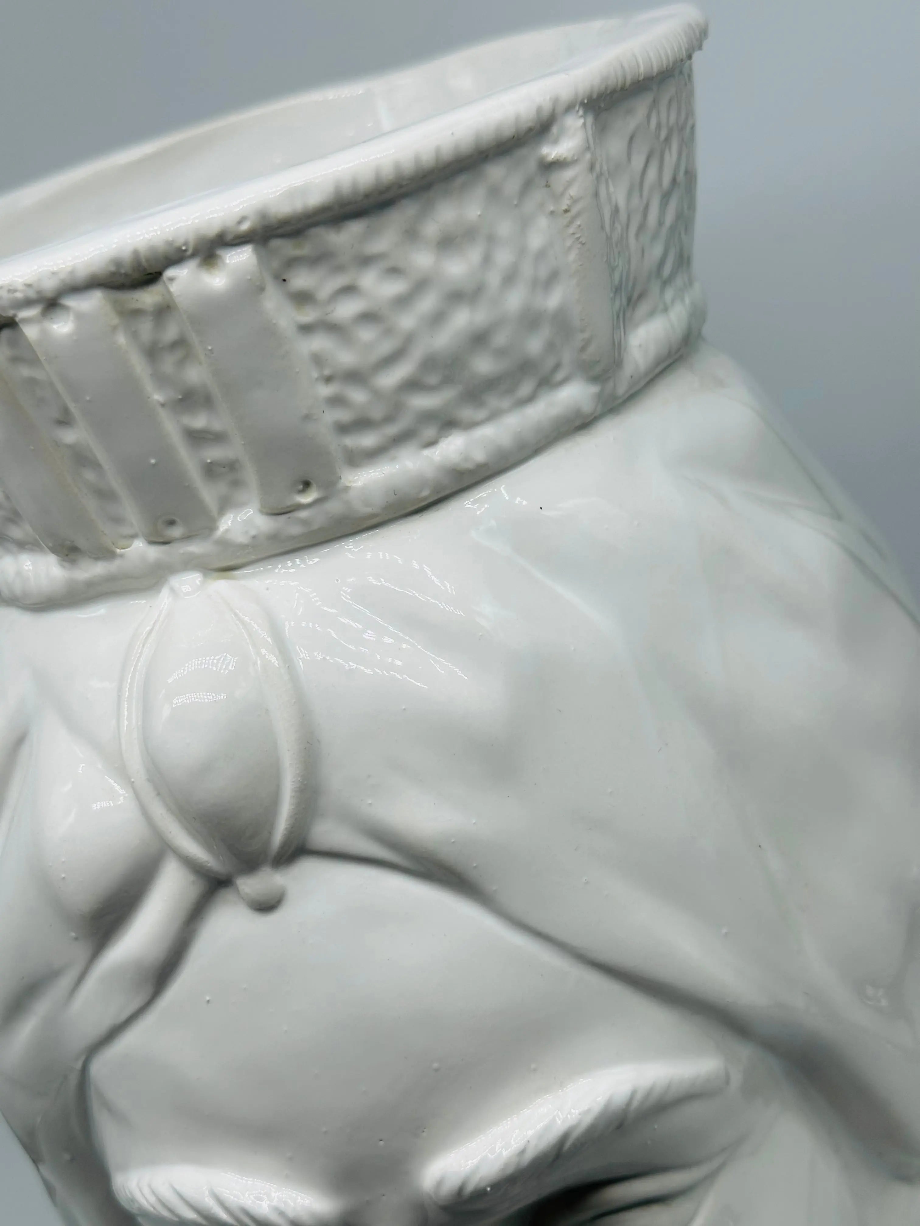 FINE SERIE - Testa di Moro Uomo Corona Retta Ceramica Caltagirone cm H.38 L.24 Artigianale Bianco DD CERAMICHE SICILIANE