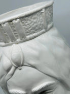 FINE SERIE - Testa di Moro Uomo Corona Retta Ceramica Caltagirone cm H.38 L.24 Artigianale Bianco DD CERAMICHE SICILIANE