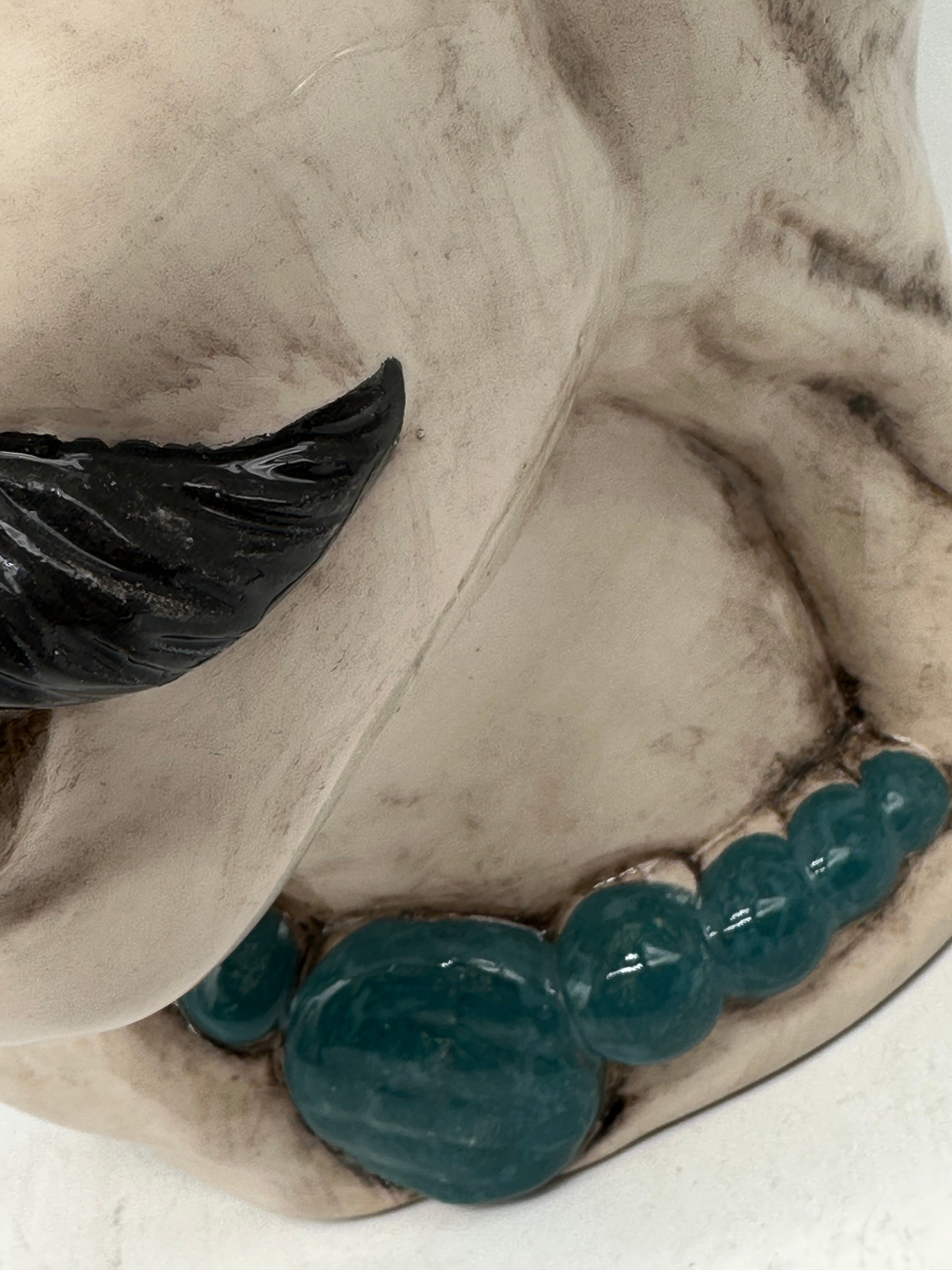 FINE SERIE - Testa di Moro Uomo Corona Retta Ceramica Caltagirone cm H.38 L.24 Artigianale dettagli Verde DD CERAMICHE SICILIANE