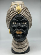 FINE SERIE - Testa di Moro Uomo Demetra Ceramica Caltagirone cm H.40 L.22 Artigianale Écru Giallo - Uomo - TESTE DI MORO