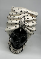 FINE SERIE - Teste di Moro Atena V.1 Ceramica Caltagirone cm H.40 L.28 Artigianale Bianco Pois Nero Opaco - TESTE