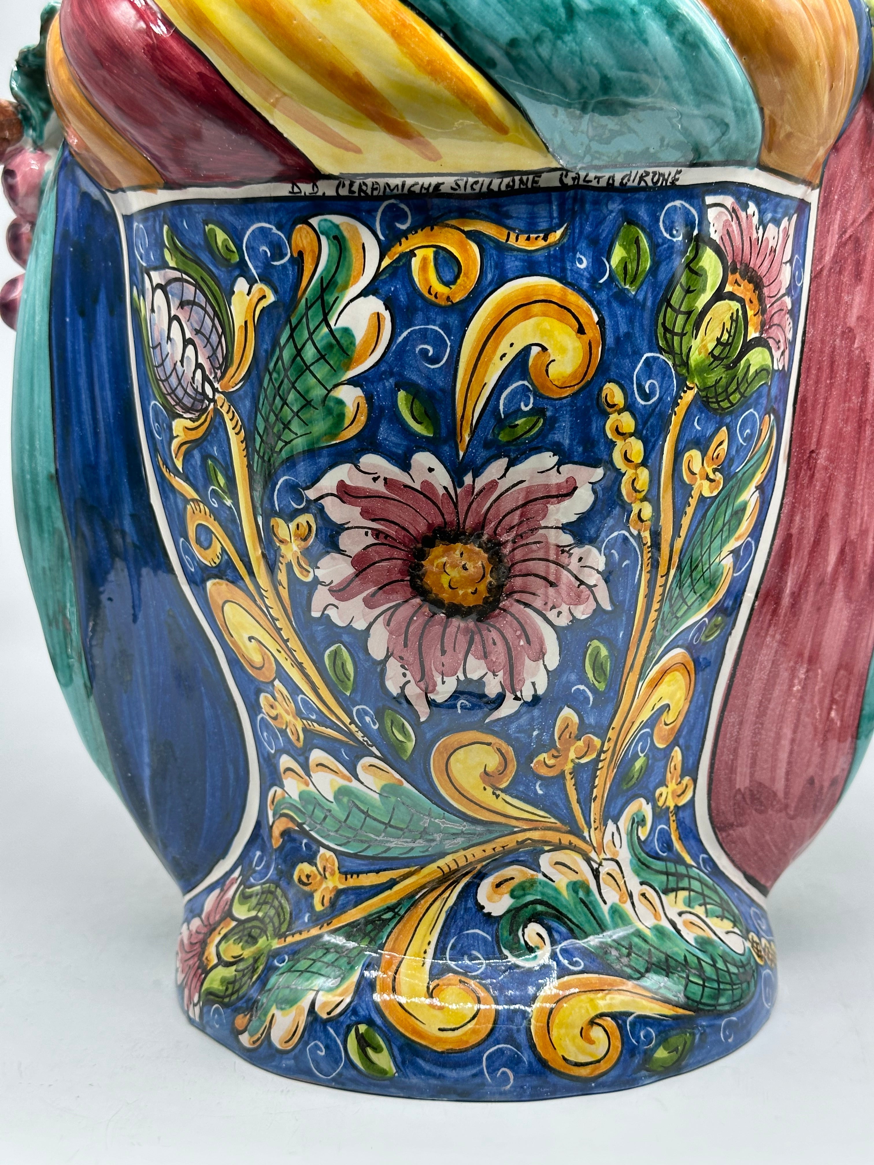 FINE SERIE - Teste di Moro Evergreen Ceramica Caltagirone cm H.36 L.35 Artigianale - TESTE DI MORO