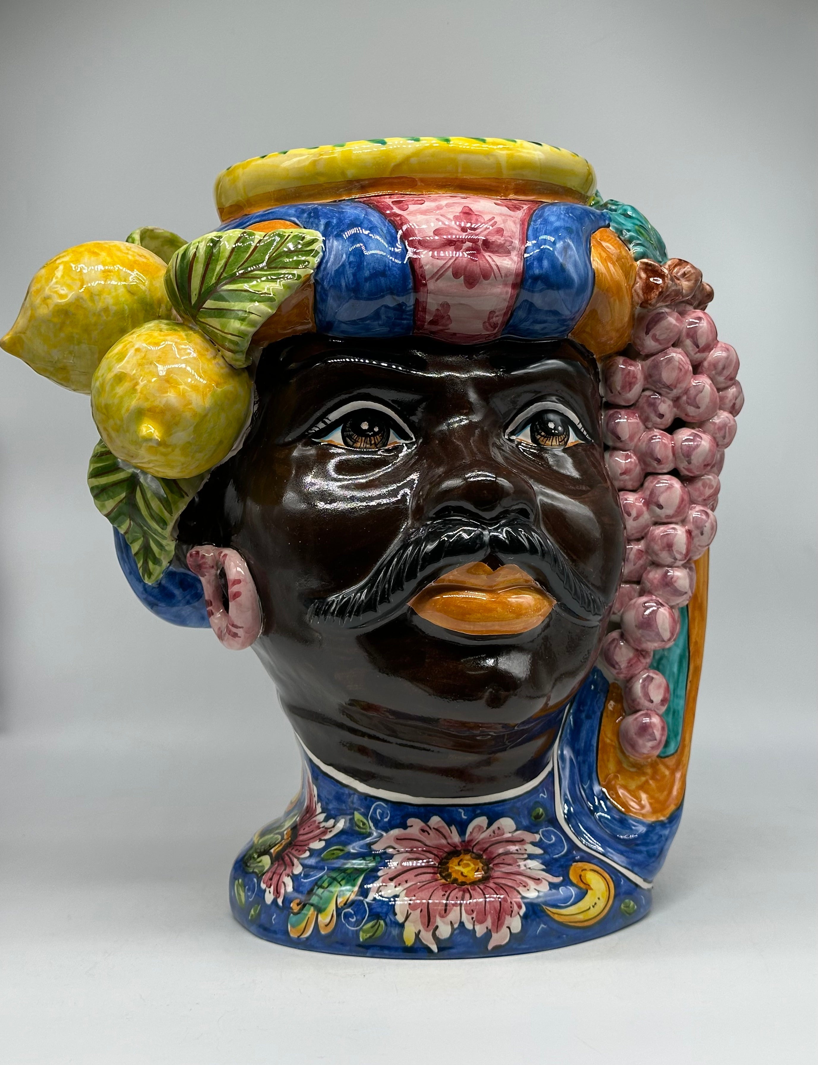 FINE SERIE - Teste di Moro Evergreen Ceramica Caltagirone cm H.36 L.35 Artigianale - TESTE DI MORO