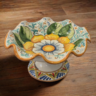 Fruttiera con Alzata Centrotavola Ceramica Caltagirone cm H.15 L.30 Artigianale - MADE IN SICILY