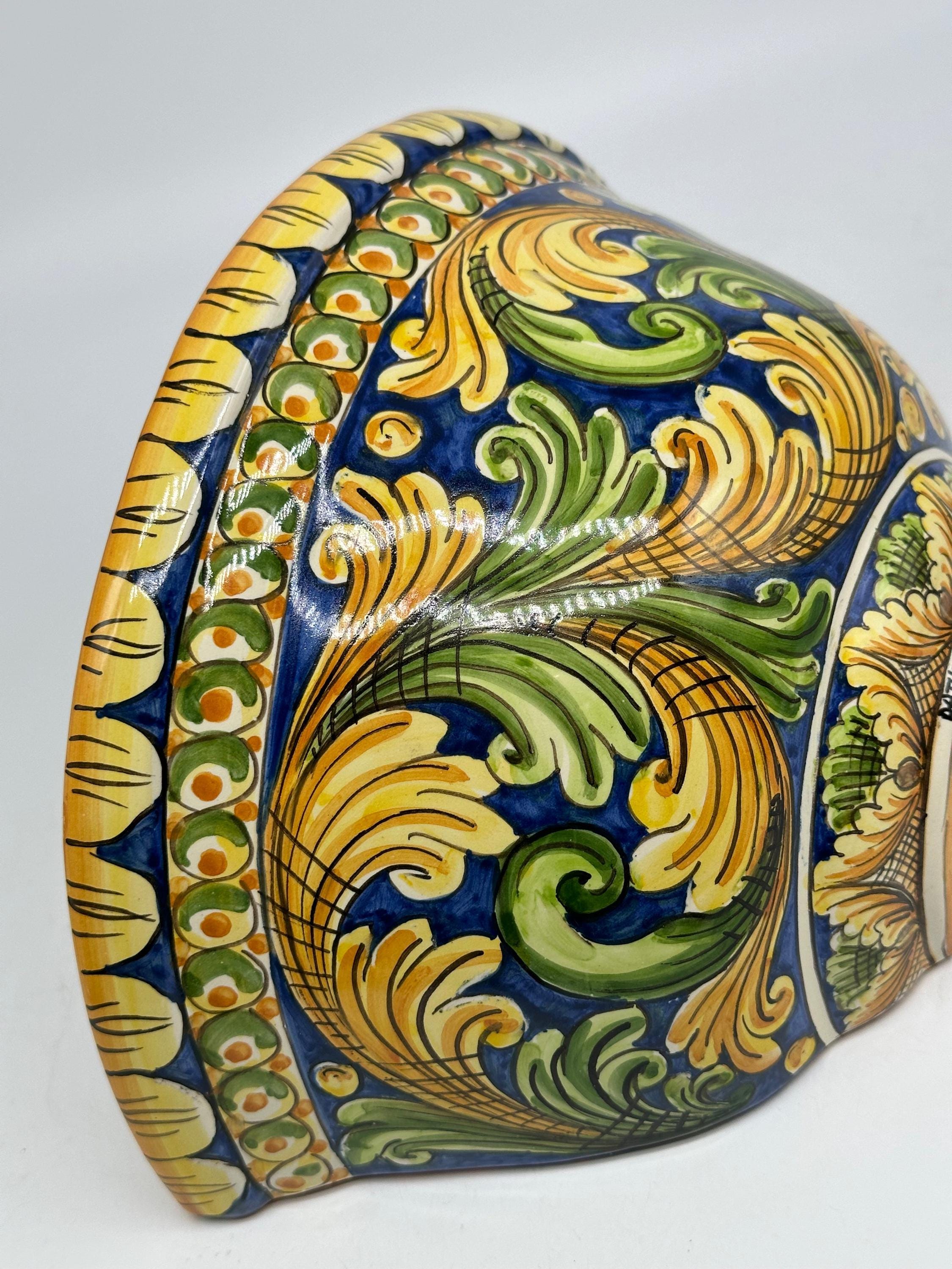 Gerla Fioriera da Muro cm H.28 L.15 Ceramica Caltagirone decorata a mano V.2