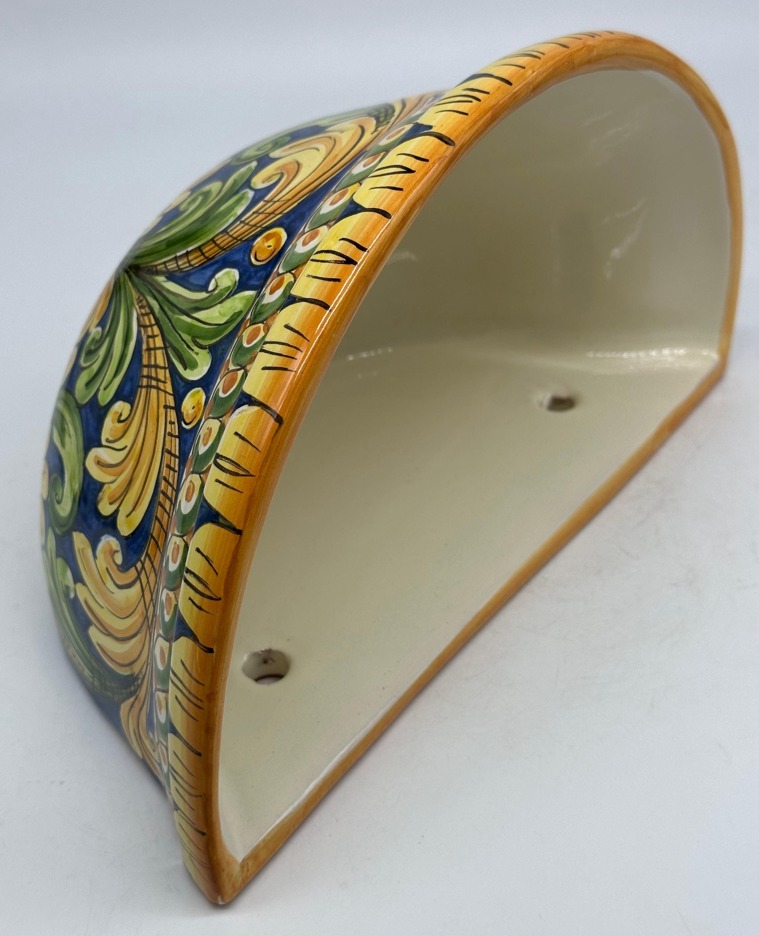 Gerla Fioriera da Muro cm H.28 L.15 Ceramica Caltagirone decorata a mano V.2