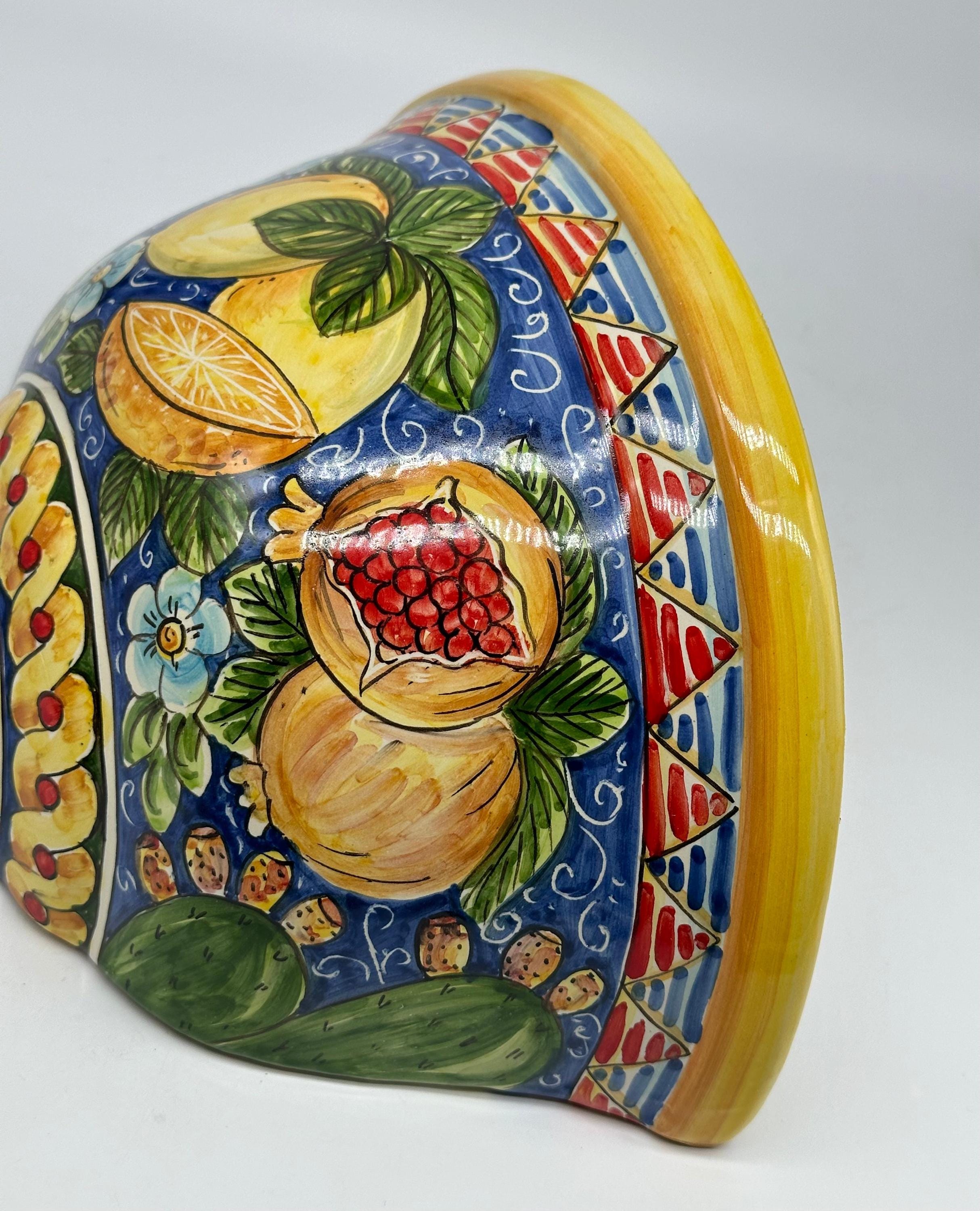 Gerla Fioriera da Muro cm H.28 L.15 Ceramica Caltagirone decorata a mano V.1