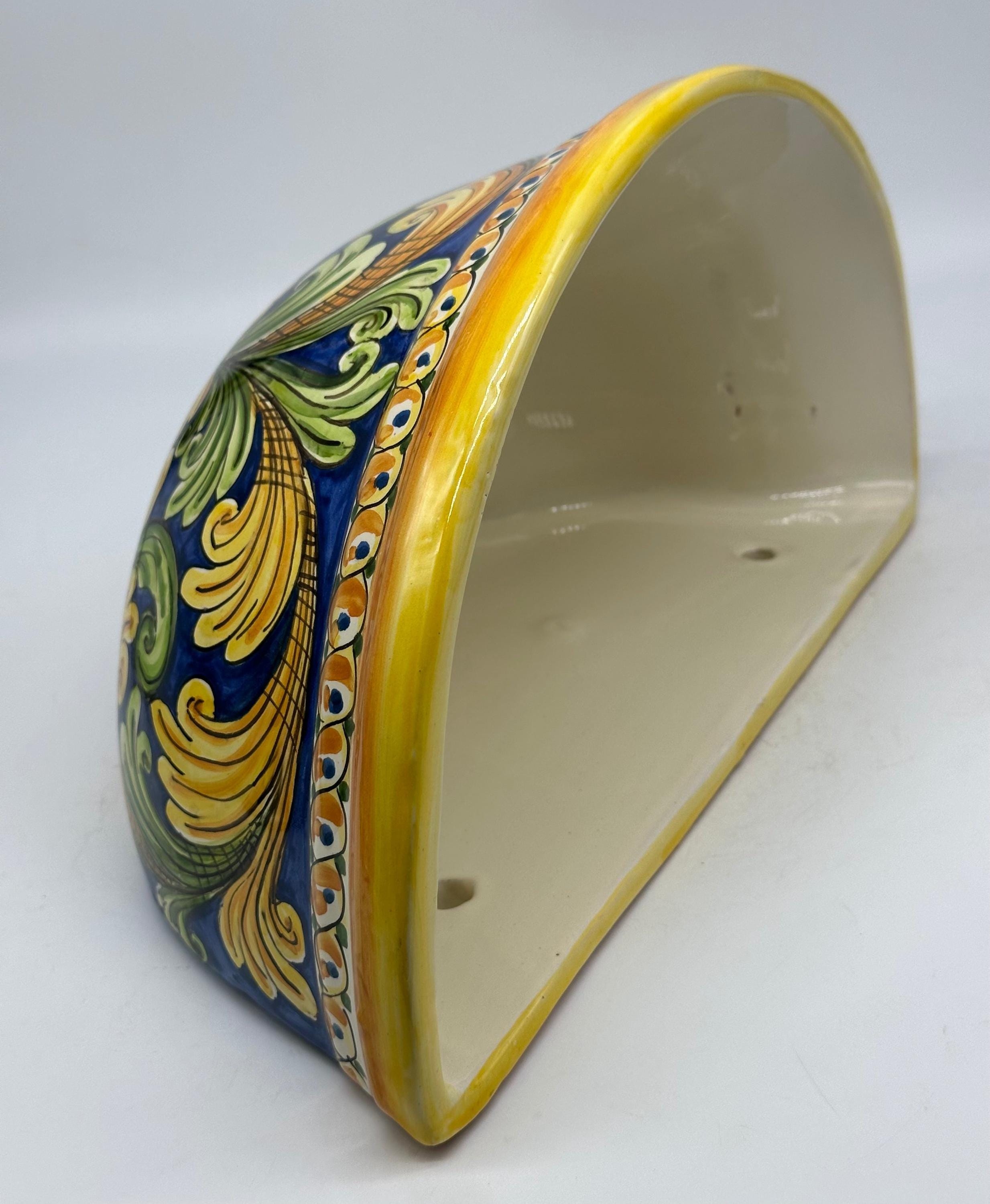 Gerla Fioriera da Muro cm H.32 L.20 Ceramica Caltagirone decorata a mano V.3