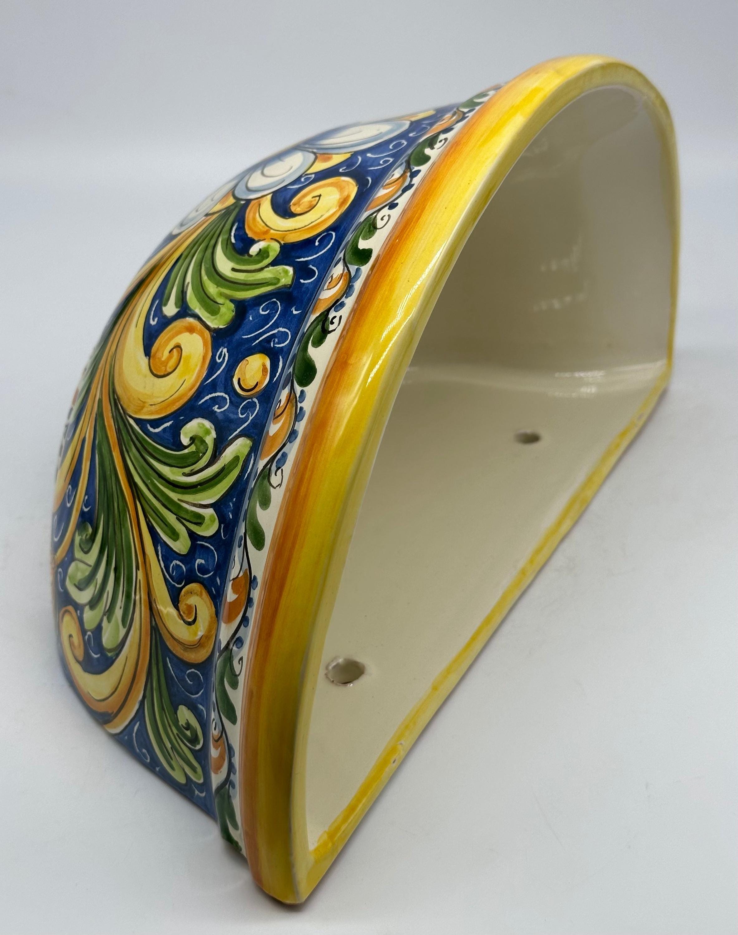 Gerla Fioriera da Muro cm H.32 L.20 Ceramica Caltagirone decorata a mano V.2