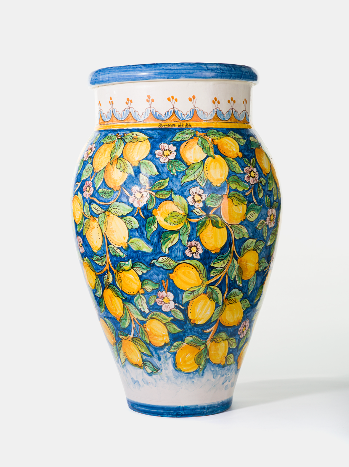 Giara Decorata 75cm Ceramica Caltagirone Artigianale VARI DECORI - Limoni - VASO