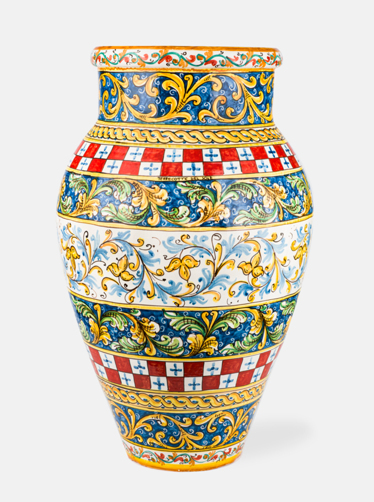 Giara Decorata 75cm Ceramica Caltagirone Artigianale VARI DECORI - Siciliano V.2 - VASO