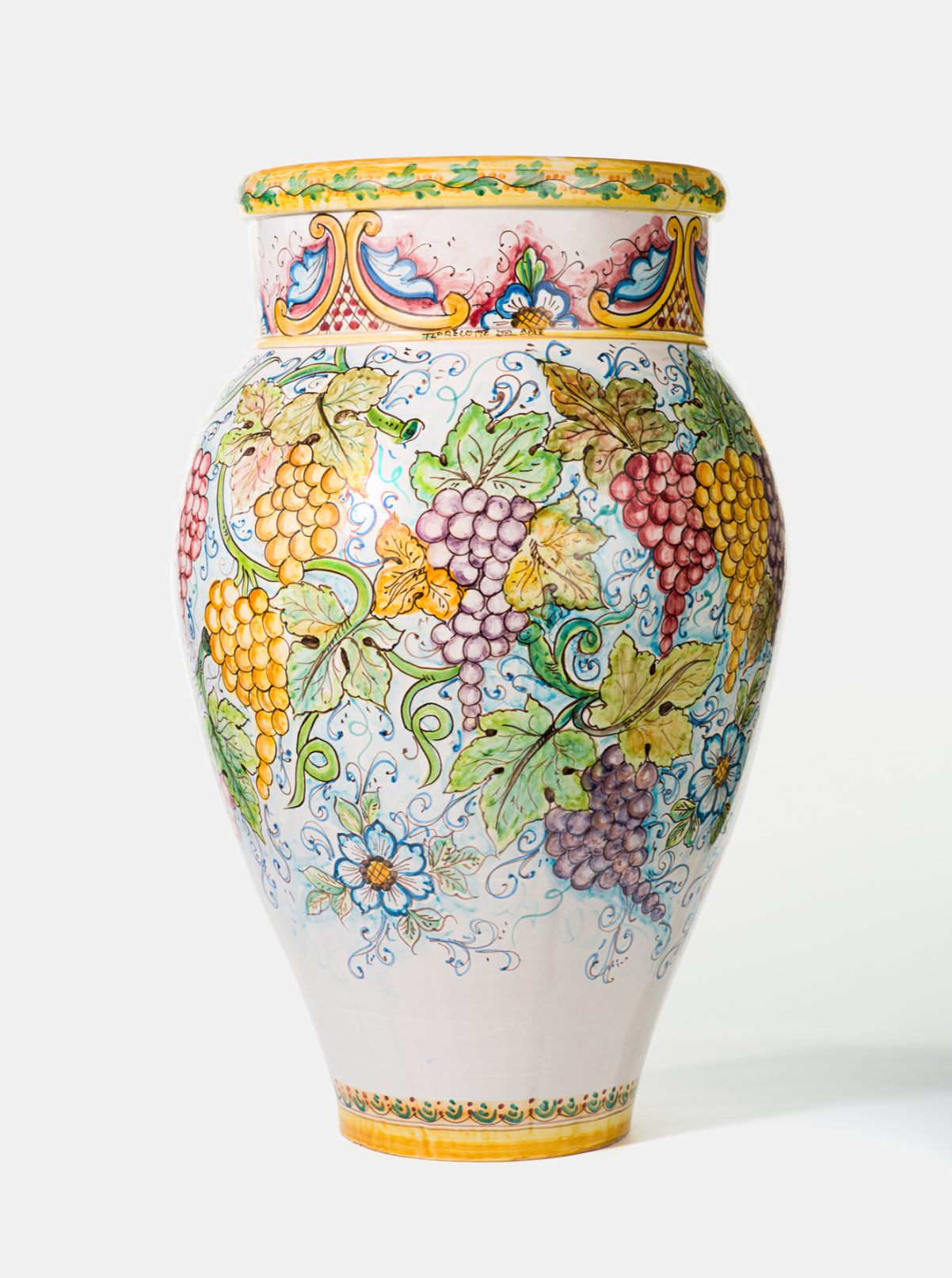 Giara Decorata 75cm Ceramica Caltagirone Artigianale VARI DECORI - Uva - VASO