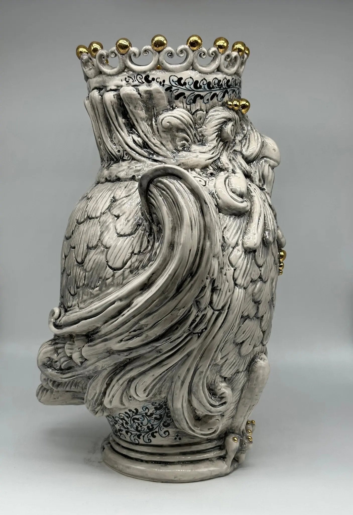 Gufo Portafortuna Ceramica Caltagirone cm H.46 L.30 Artigianale Decorato - MADE IN SICILY