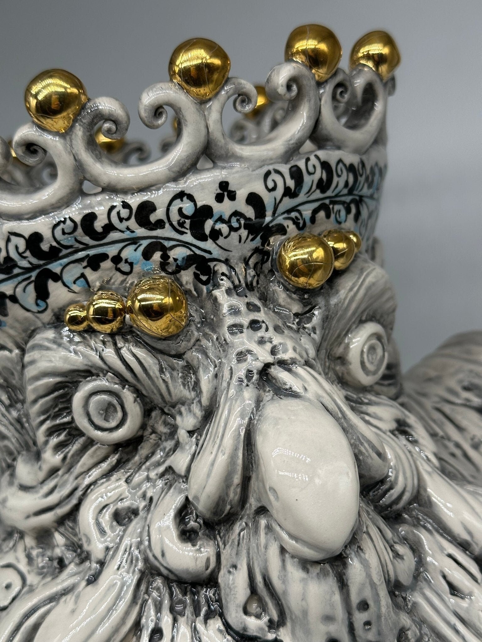 Gufo Portafortuna Ceramica Caltagirone cm H.46 L.30 Artigianale Decorato - DD CERAMICHE SICILIANE