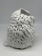 Gufo Traforato Ceramica Caltagirone cm H.24 L.18 Artigianale Bianco - OGGETTISTICA
