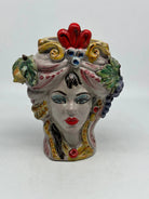 Teste di Moro Classica Ceramica Caltagirone cm H.20 L.13 Artigianale Craquelé DD CERAMICHE SICILIANE