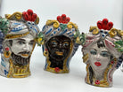 Teste di Moro Classica Ceramica Caltagirone cm H.20 L.13 Artigianale Craquelé DD CERAMICHE SICILIANE