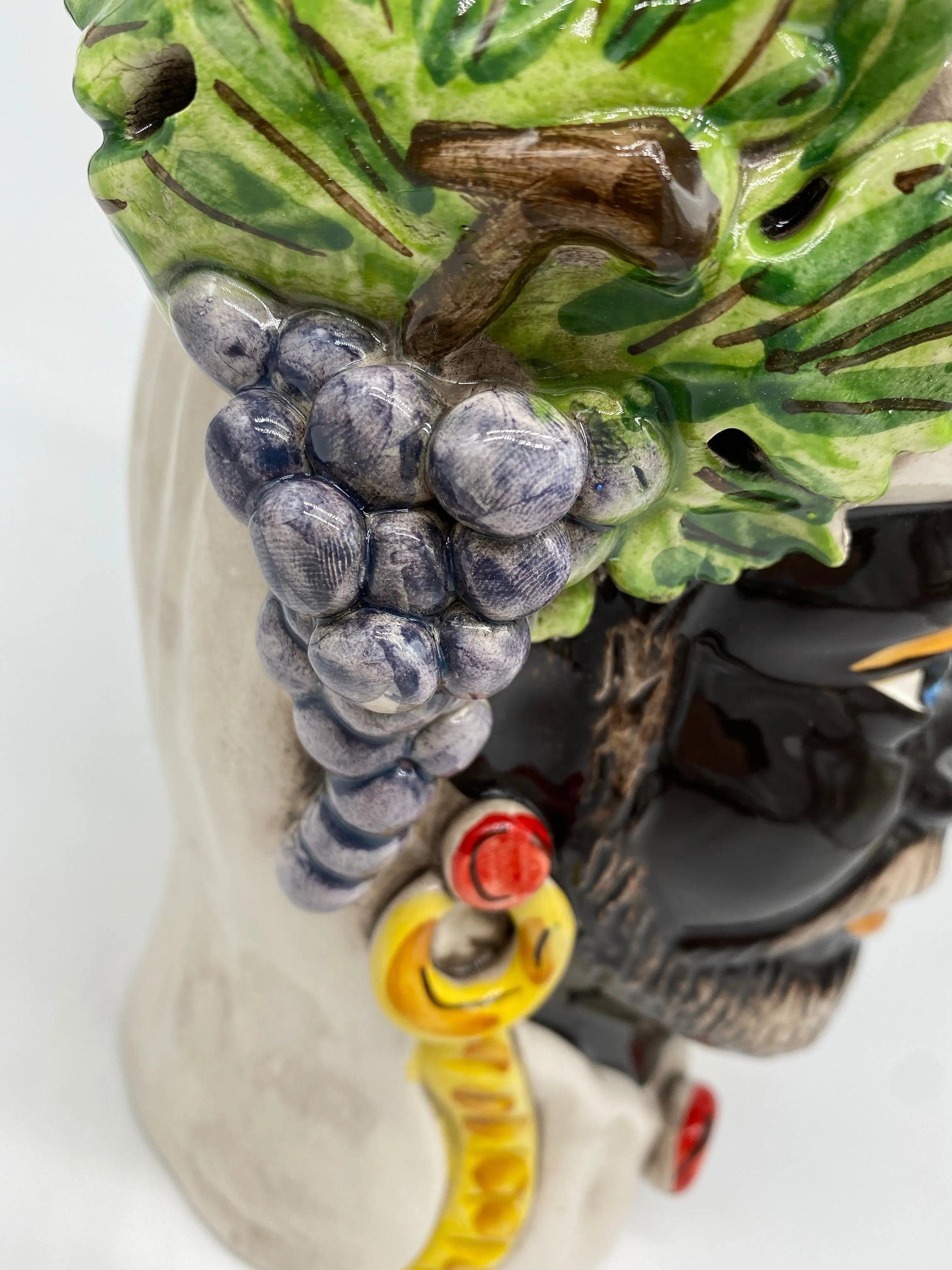 Teste di Moro Classica Ceramica Caltagirone cm H.27 L.20 Artigianale Pasta Bianca DD CERAMICHE SICILIANE