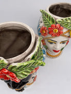 Teste di Moro Moresca Ceramica Caltagirone cm H.28 L.19 Artigianale Turbante Barocco Fiori Limoni DD CERAMICHE SICILIANE