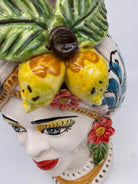 Teste di Moro Moresca Ceramica Caltagirone cm H.28 L.19 Artigianale Turbante Barocco Fiori Limoni DD CERAMICHE SICILIANE