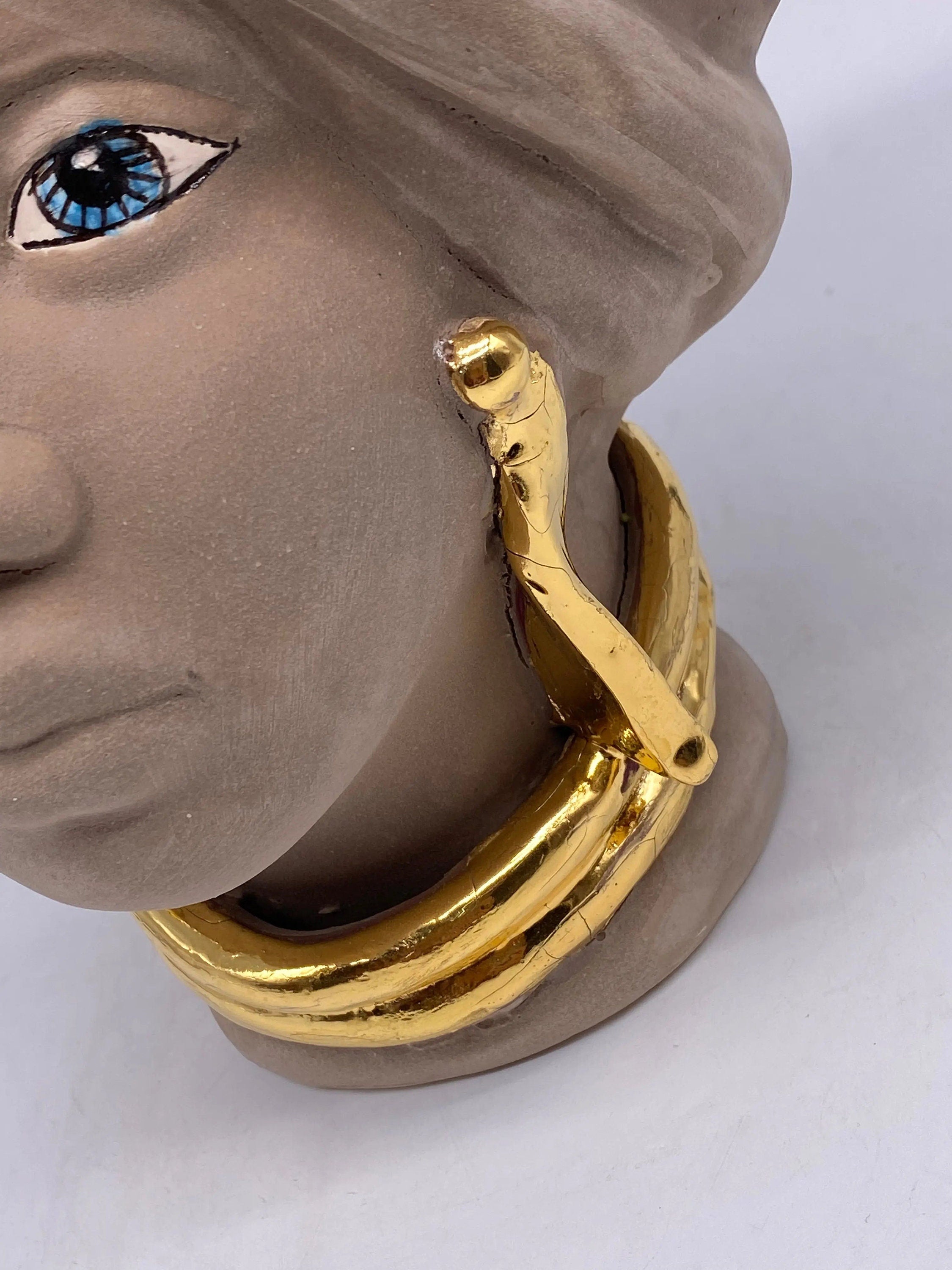 Teste di Moro Atena Ceramica Caltagirone cm H.24 L.18 Artigianale Fango Oro DD CERAMICHE SICILIANE