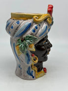 Teste di Moro Classica Ceramica Caltagirone cm H.20 L.13 Artigianale Craquelé DD CERAMICHE SICILIANE