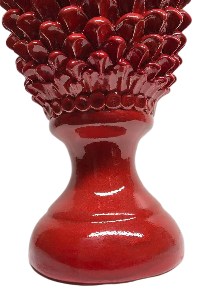 Pigna Ceramica Caltagirone cm H.45 Artigianale Rosso Lava Linea Luis DD CERAMICHE SICILIANE