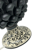 Lampada Pigna Ceramica Caltagirone cm H.25 Artigianale Nero Opaco Base Decorata DD CERAMICHE SICILIANE