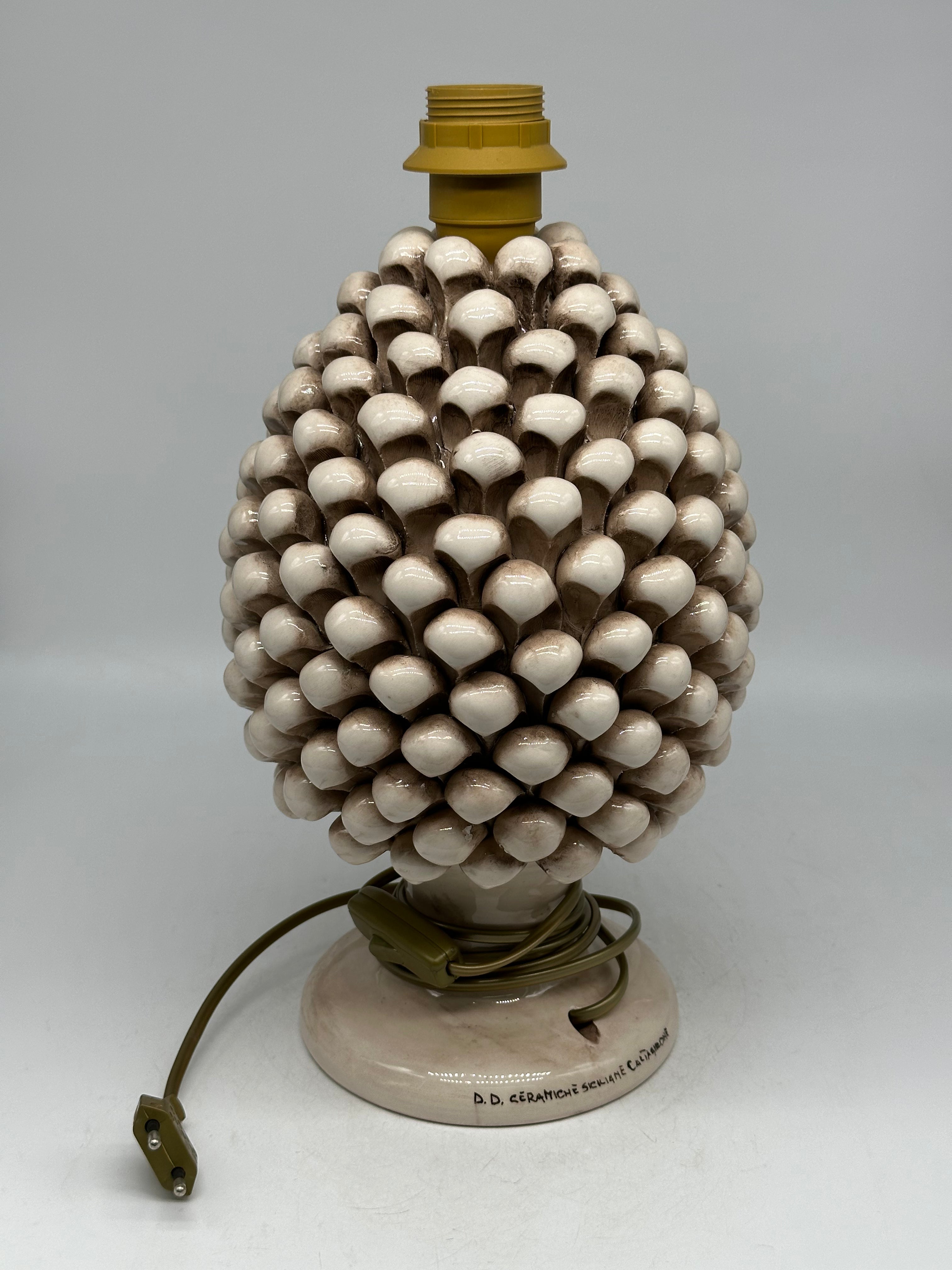 Lampada Pigna Ceramica Caltagirone cm H.30 Artigianale Beige - LAMPADE
