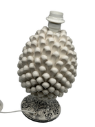 Lampada Pigna Ceramica Caltagirone cm H.30 Artigianale Bianco Base Decorata DD CERAMICHE SICILIANE