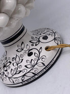 Lampada Pigna Ceramica Caltagirone cm H.30 Artigianale Bianco Base Decorata DD CERAMICHE SICILIANE