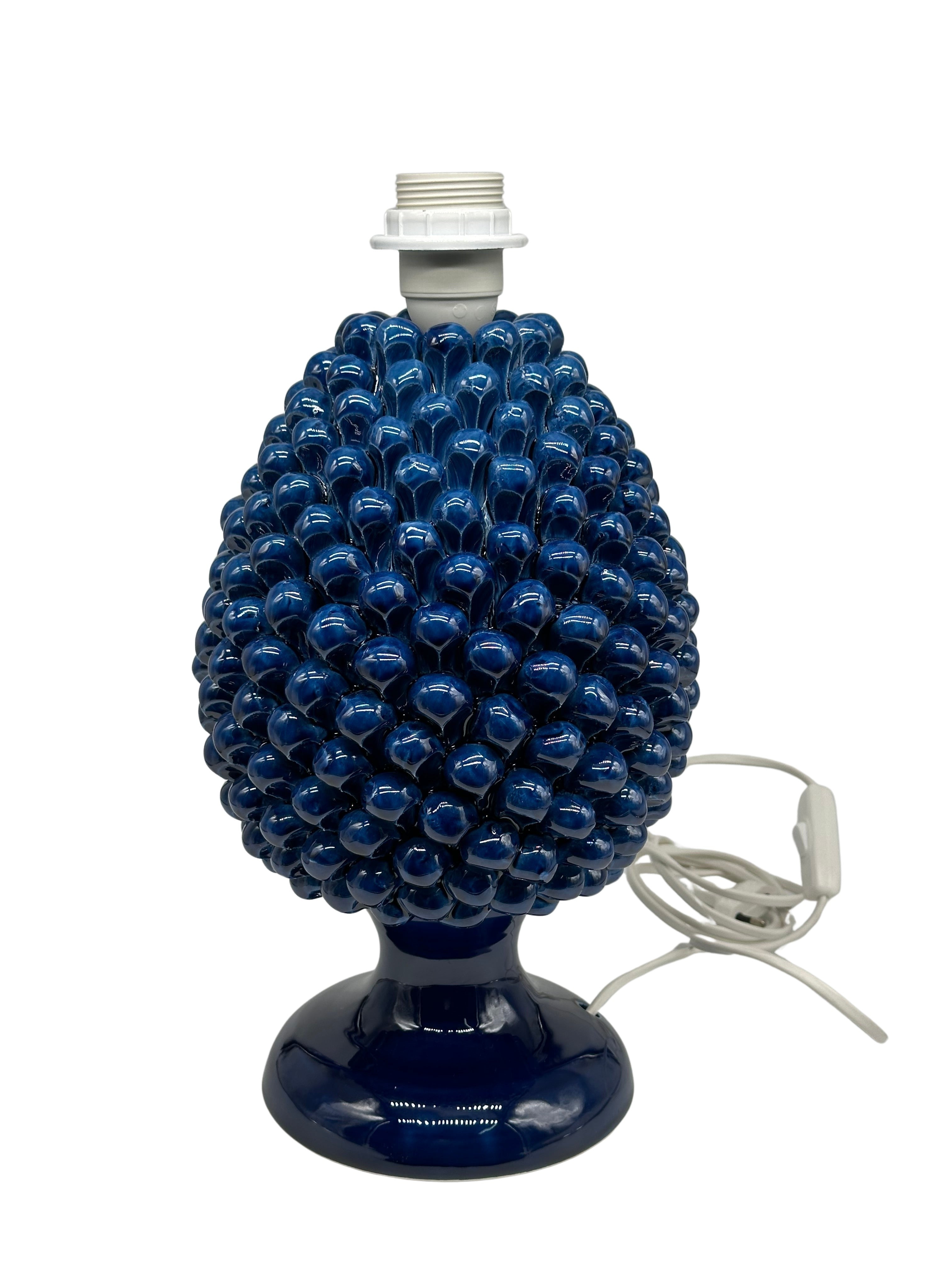 Lampada Pigna Ceramica Caltagirone cm H.30 Artigianale Blu - LAMPADA PIGNA