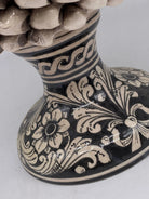Lampada Pigna Ceramica Caltagirone cm H.30 Artigianale Écru Base Decorata DD CERAMICHE SICILIANE