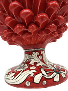 Lampada Pigna Ceramica Caltagirone cm H.30 Artigianale Rosso Base Decorata - DD CERAMICHE SICILIANE