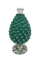 Lampada Pigna Ceramica Caltagirone cm H.30 Artigianale Verde Cristallo Base Decorata - DD CERAMICHE SICILIANE