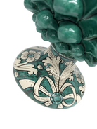 Lampada Pigna Ceramica Caltagirone cm H.30 Artigianale Verde Cristallo Base Decorata - DD CERAMICHE SICILIANE