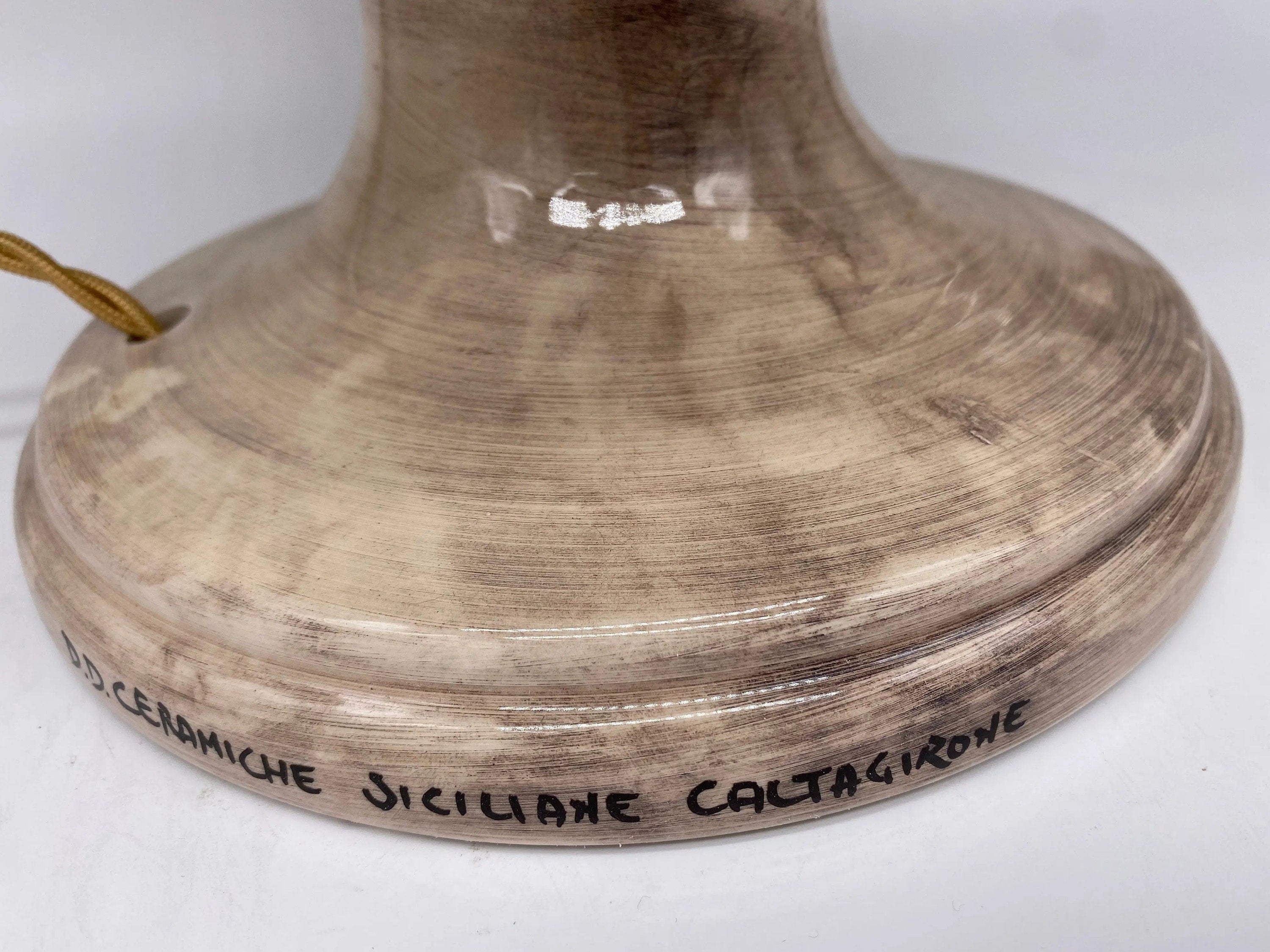 Lampada Pigna Ceramica Caltagirone cm H.40 Artigianale Beige Écru DD CERAMICHE SICILIANE