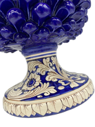 Lampada Pigna Ceramica Caltagirone cm H.40 Artigianale Blu Base Decorata - DD CERAMICHE SICILIANE