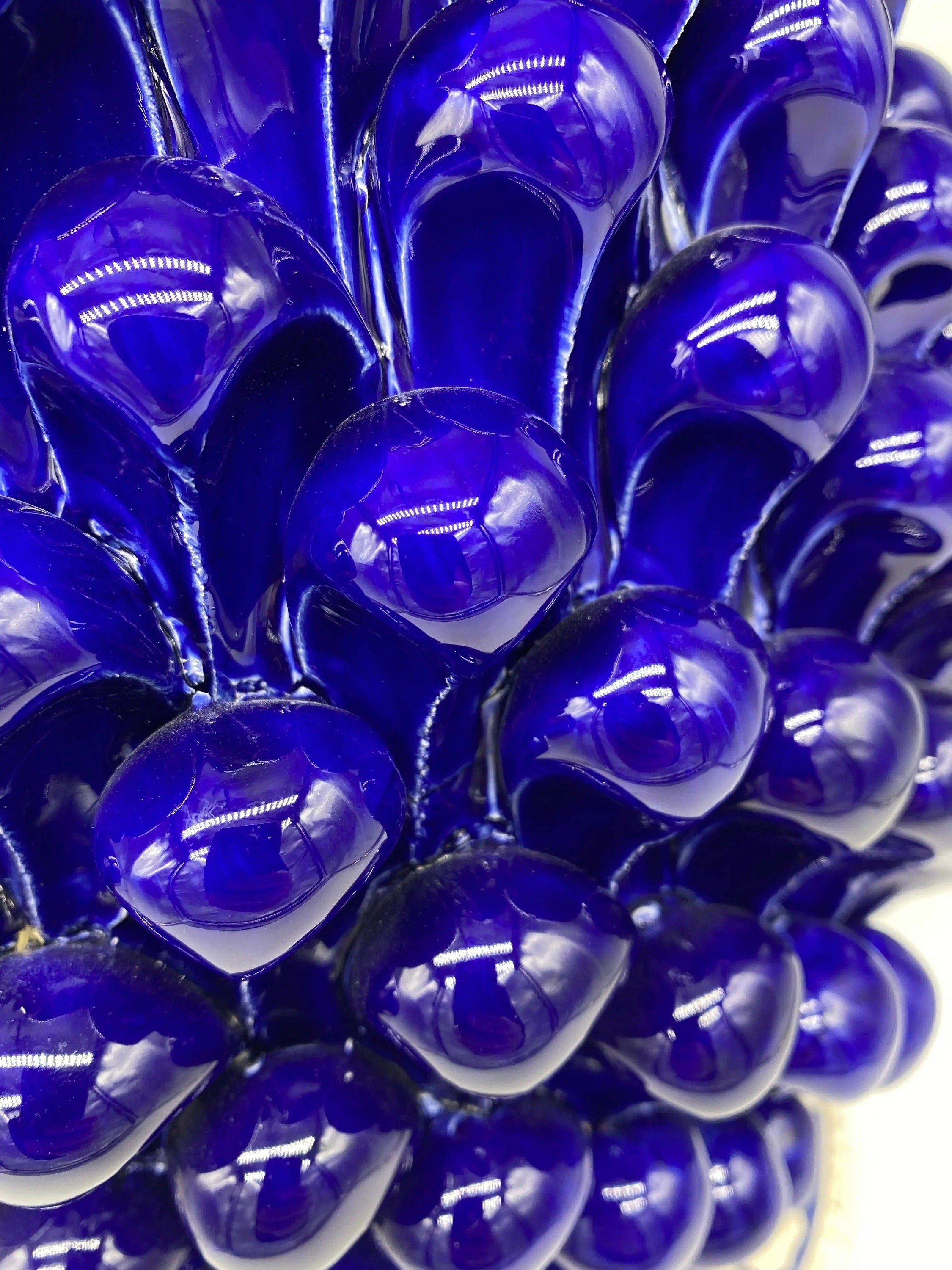 Lampada Pigna Ceramica Caltagirone cm H.40 Artigianale Blu Base Decorata DD CERAMICHE SICILIANE