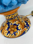 Lampada Pigna Ceramica Caltagirone cm H.40 Artigianale Celeste Base Decorata DD CERAMICHE SICILIANE